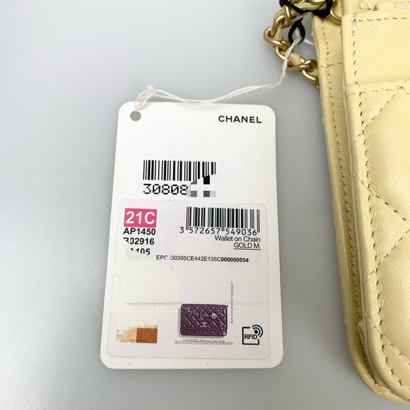 NIB Chanel 21C pearl crush wallet on chain WOC yellow - Picture 15 of 16